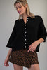Solid button down half sleeve cardigan