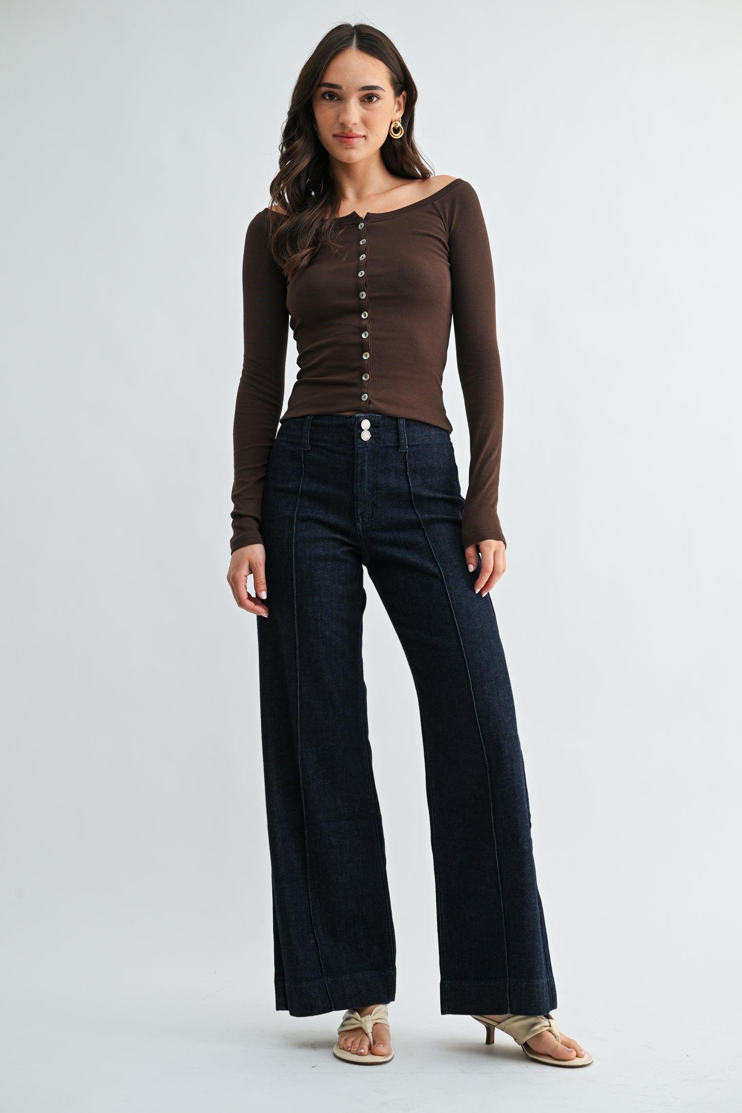 JBD (Just Black Denim) pintuck trouser wide leg jeans