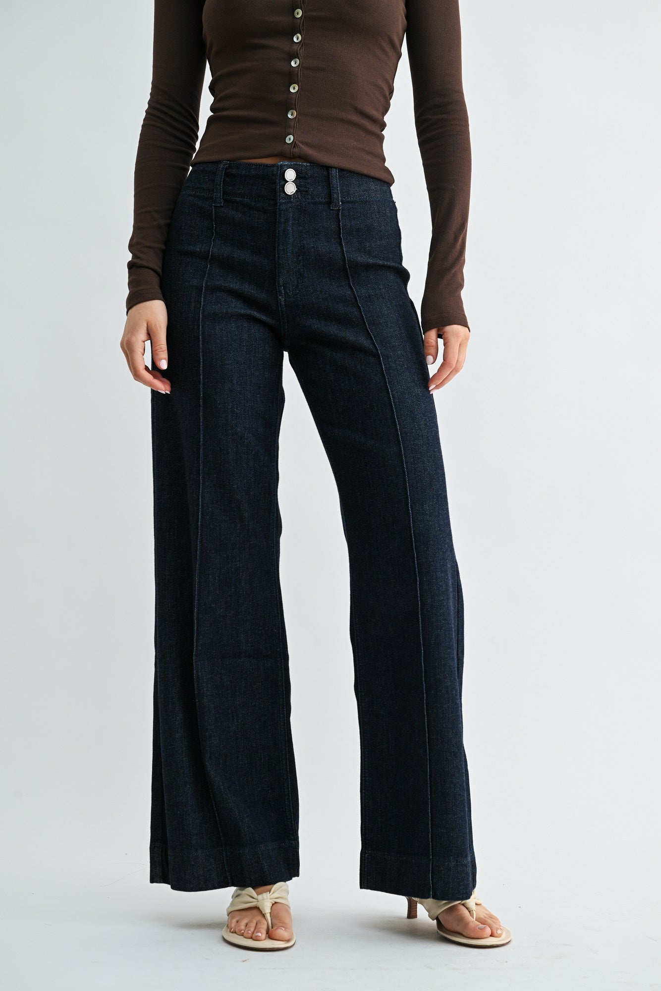 JBD (Just Black Denim) pintuck trouser wide leg jeans