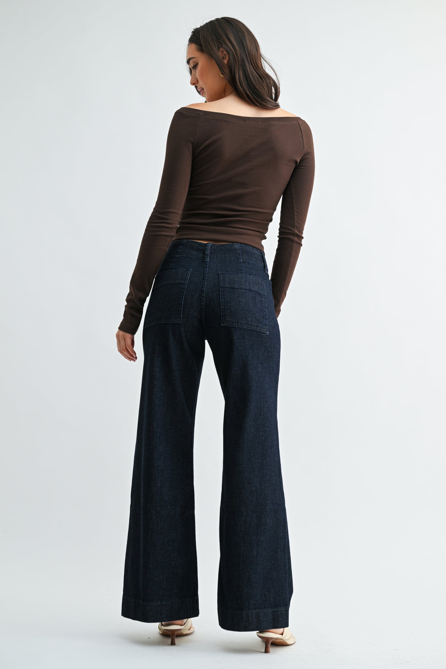 JBD (Just Black Denim) pintuck trouser wide leg jeans