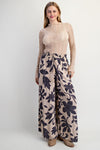 Printed rayon challis smocked waist pants