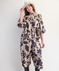 Printed rayon challis smocked waist pants