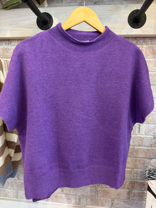 Short sleeve crew neck knit top