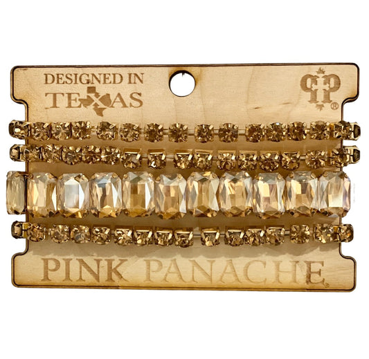 4-strang gold champagne rhinestone stretch bracelet Bracelets Pink Panache   