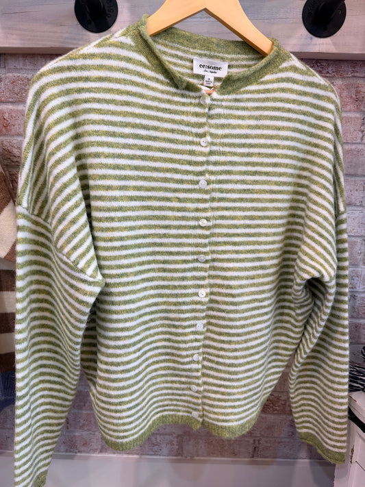 Striped button down cardigan