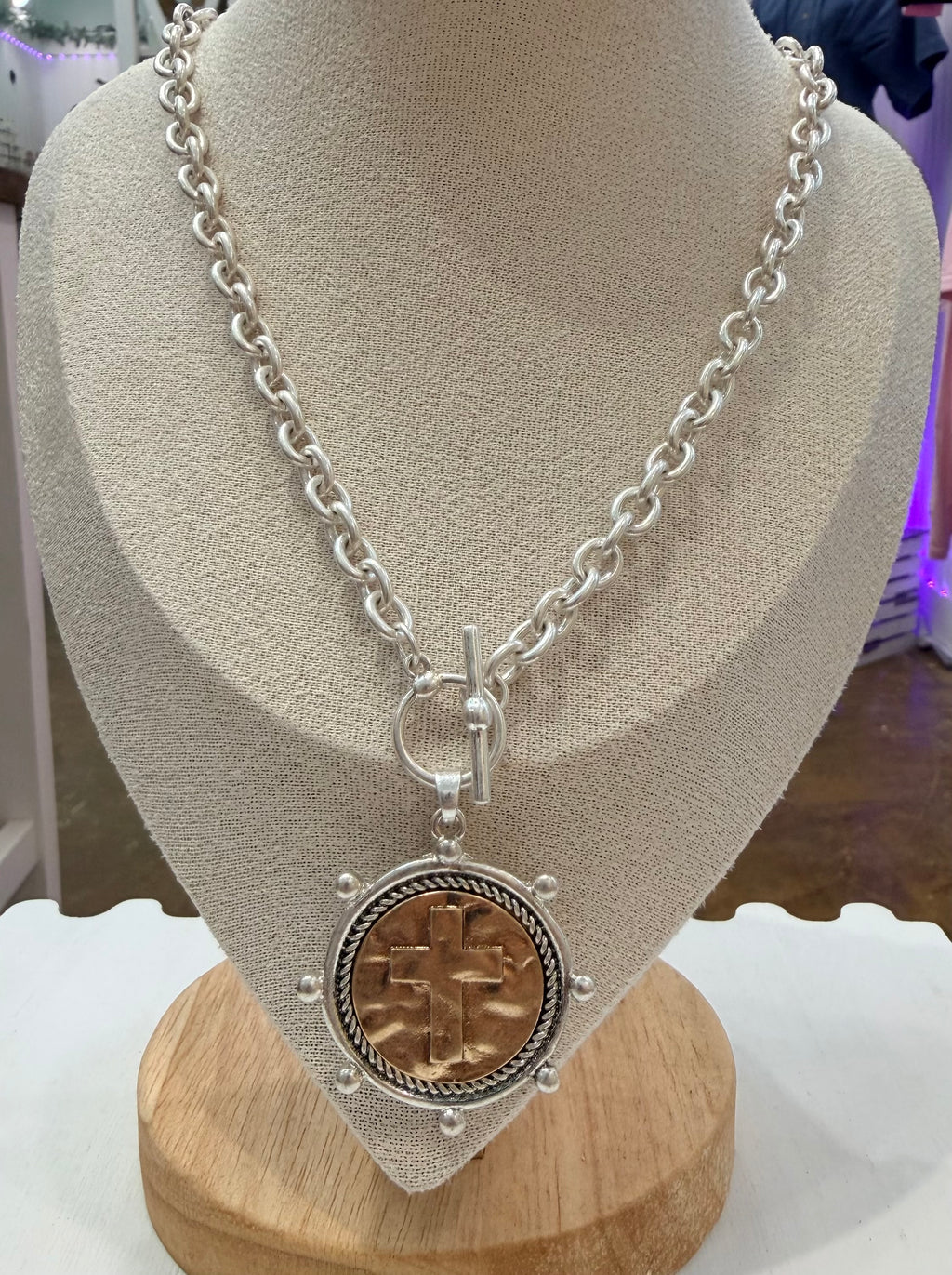 Christian cross coin necklace