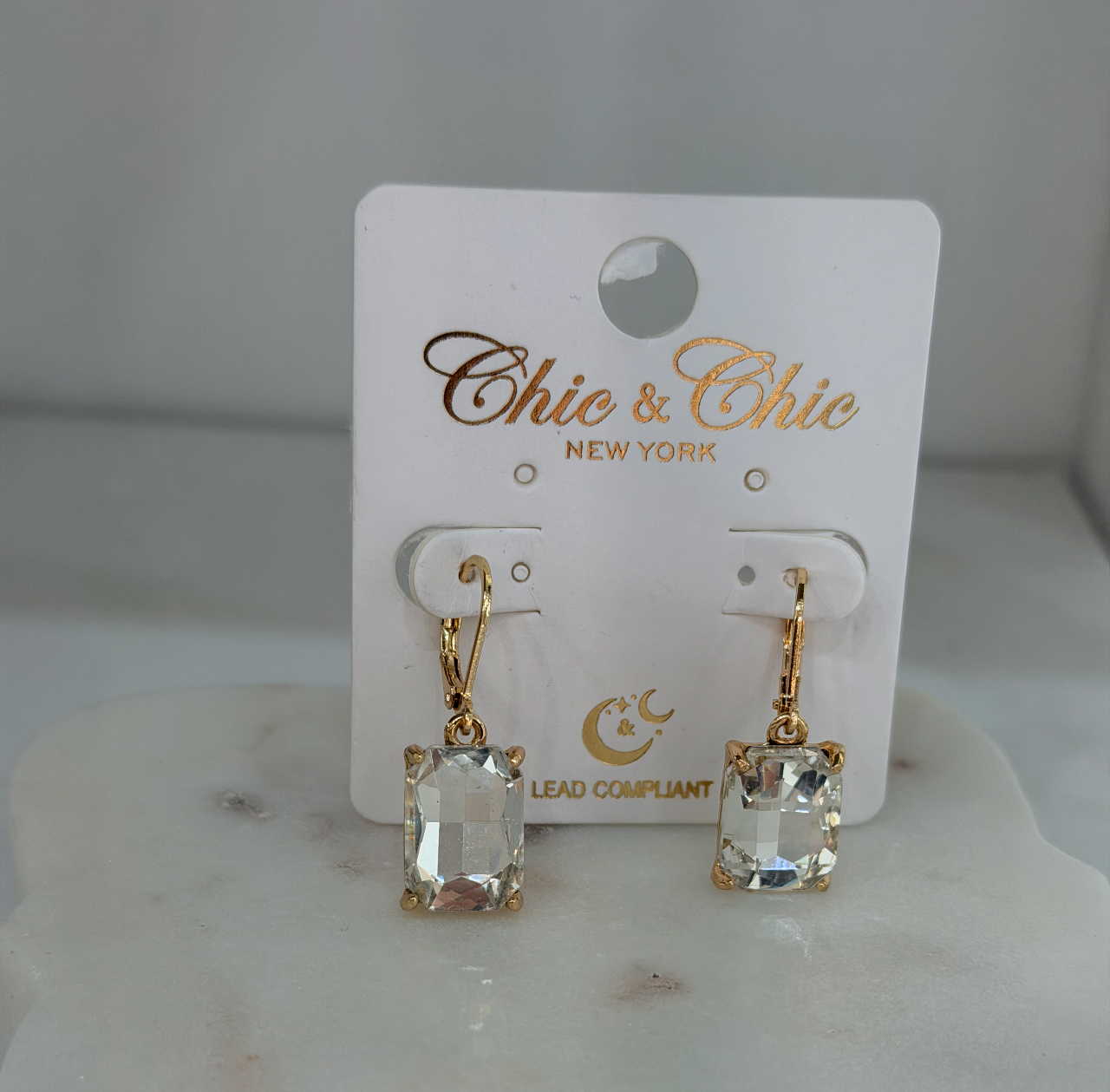 Chic and Chick Clear Chunky Gem Earrings