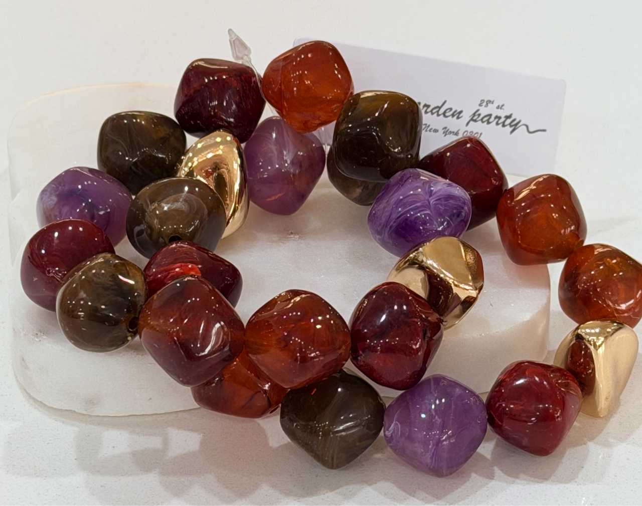 Earth tones double chunky stone bracelet