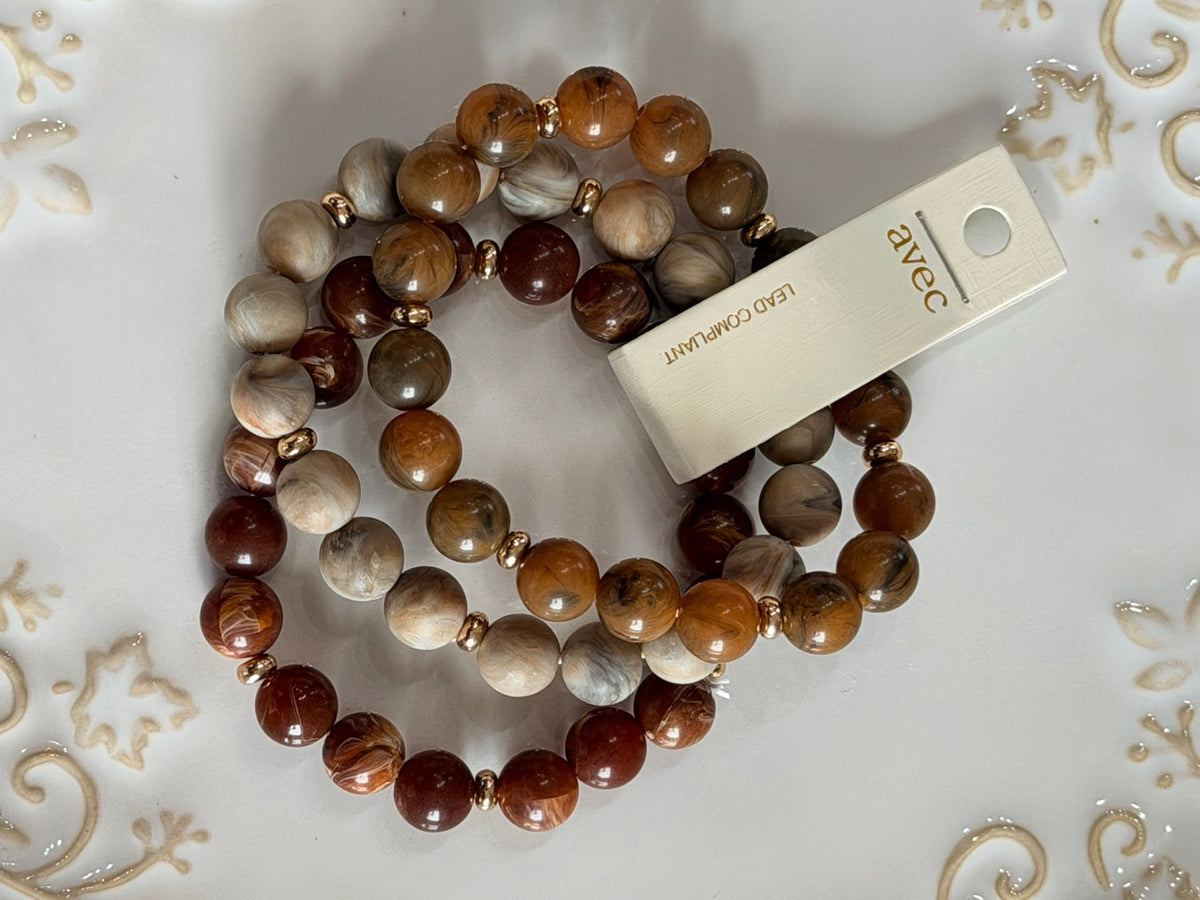 Lightweight faux stone beaded elastic bracelet