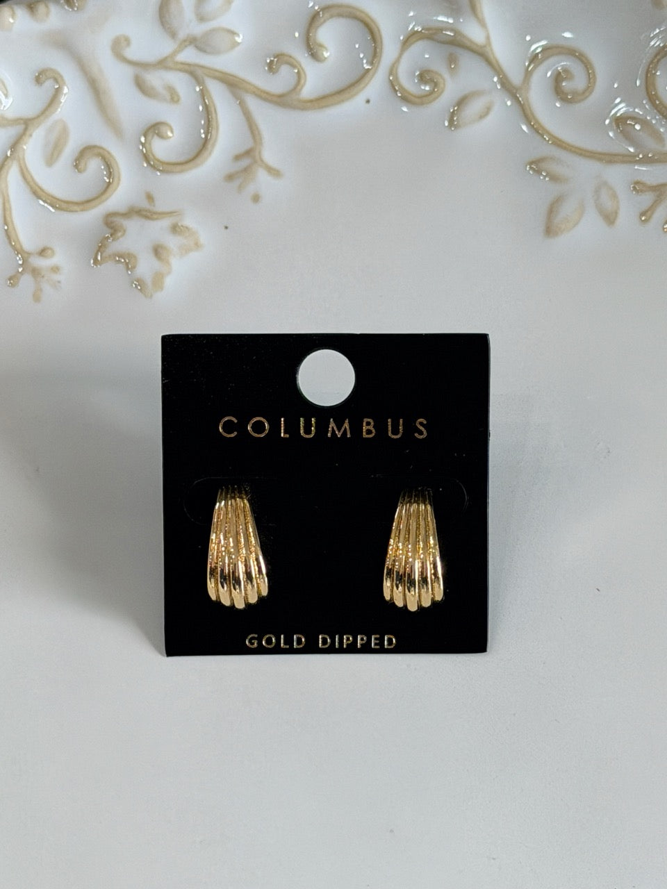 Half moon welded gold dipped hoops earrings