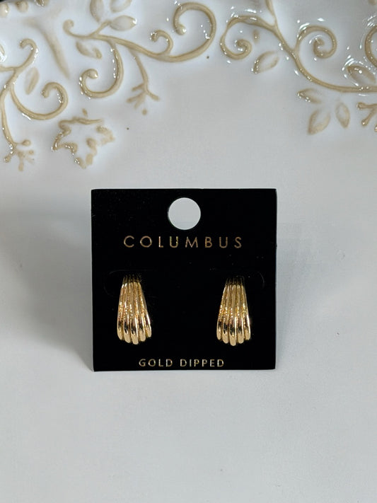 Half moon welded gold dipped hoops earrings