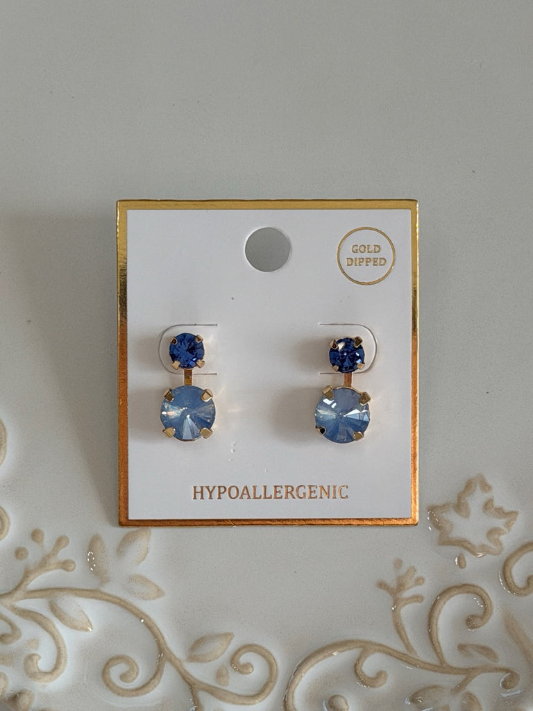 Dual shade multi faceted gold dipped gem earrings