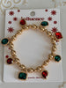 Gold beaded Christmas bracelet with large chunky stones