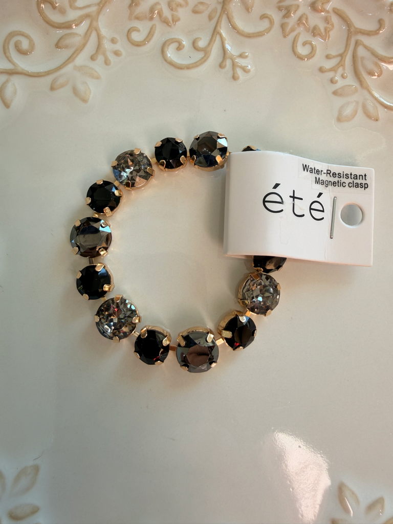 Water resistant crystal stone bracelet with magnetic clasp