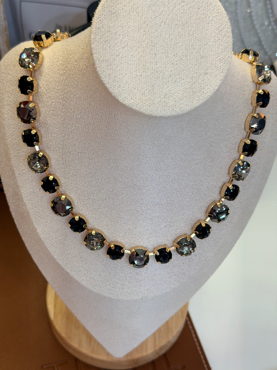 Water resistant crystal stone necklace with magnetic clasp