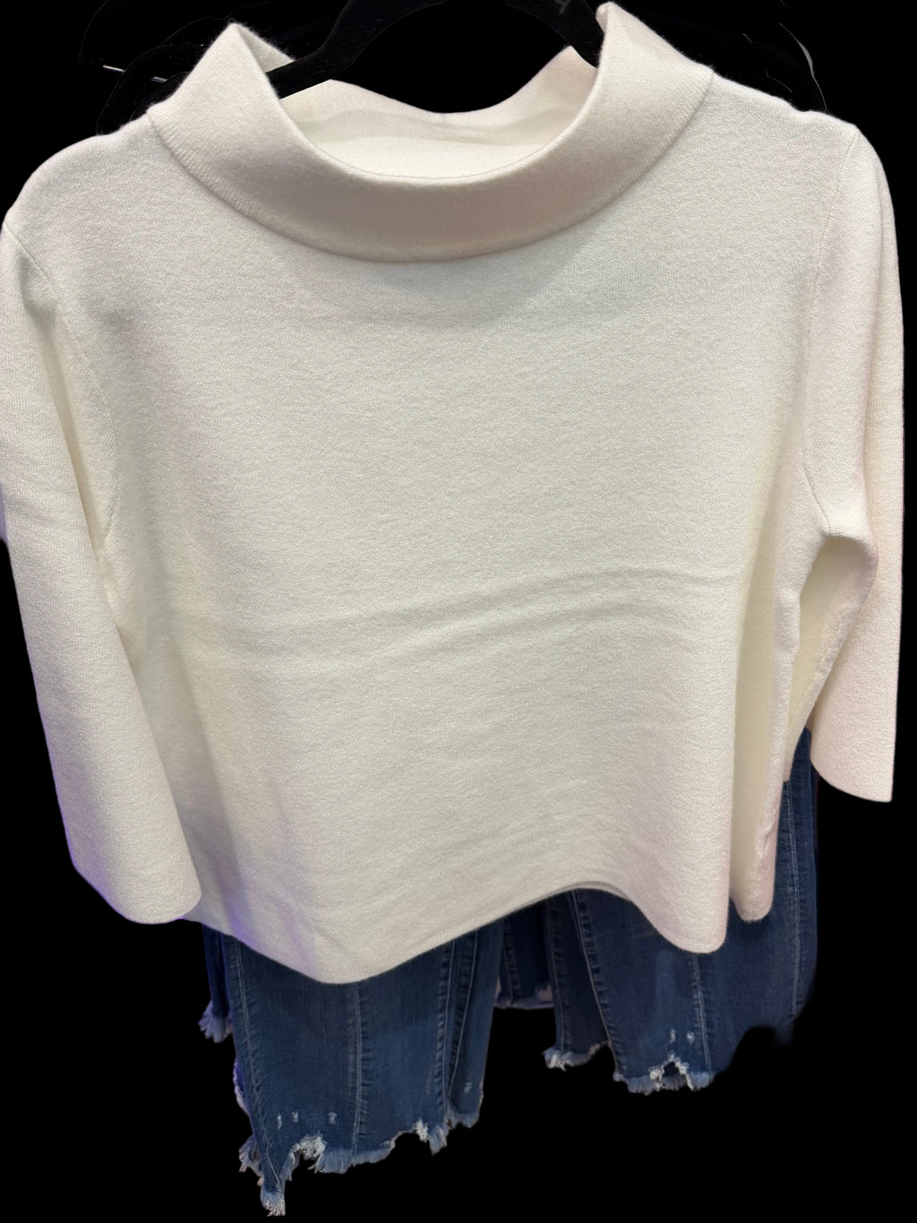 Mock neck pull over sweater with bell sleeves