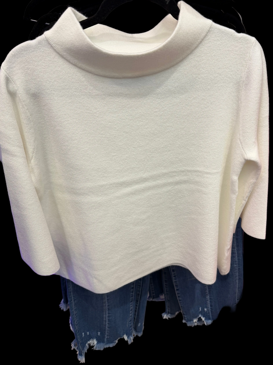 Mock neck pull over sweater with bell sleeves
