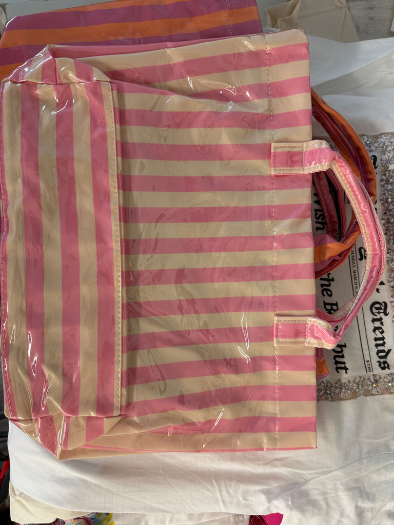 Colorful striped tote bags