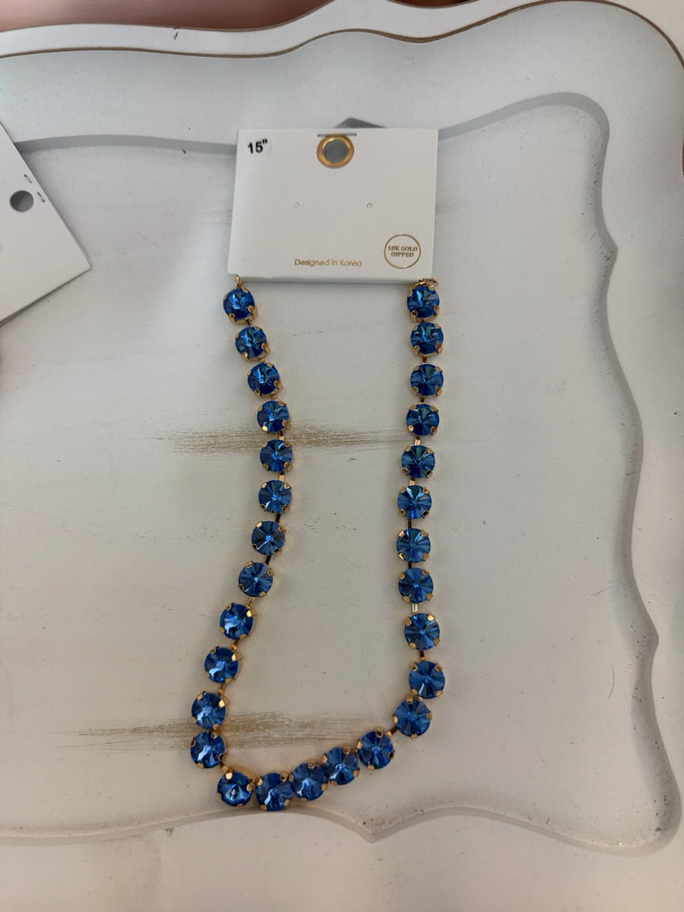 Medium gem 18k gold plated necklace