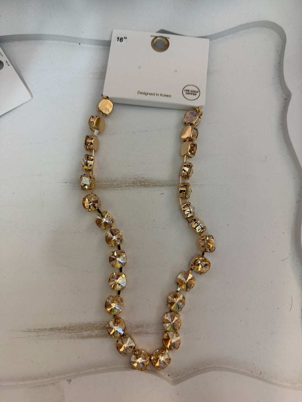 Medium gem 18k gold plated necklace
