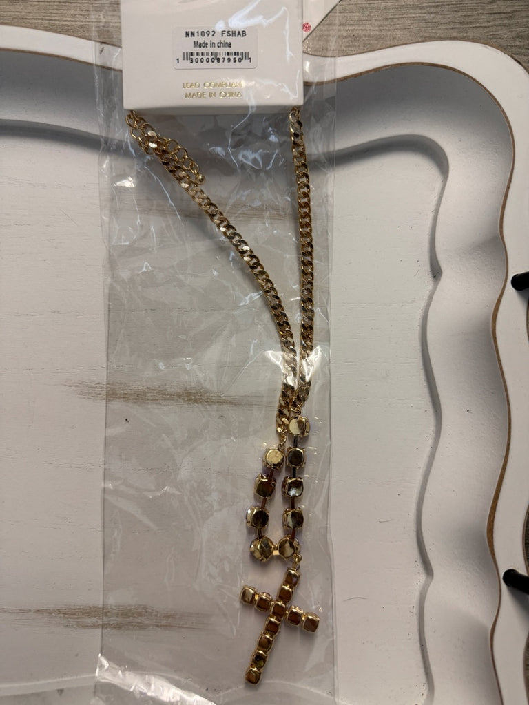 Gem 18k Gold Plated Gems and Cross Necklace