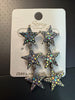 Tri-star faux diamond dangle earrings