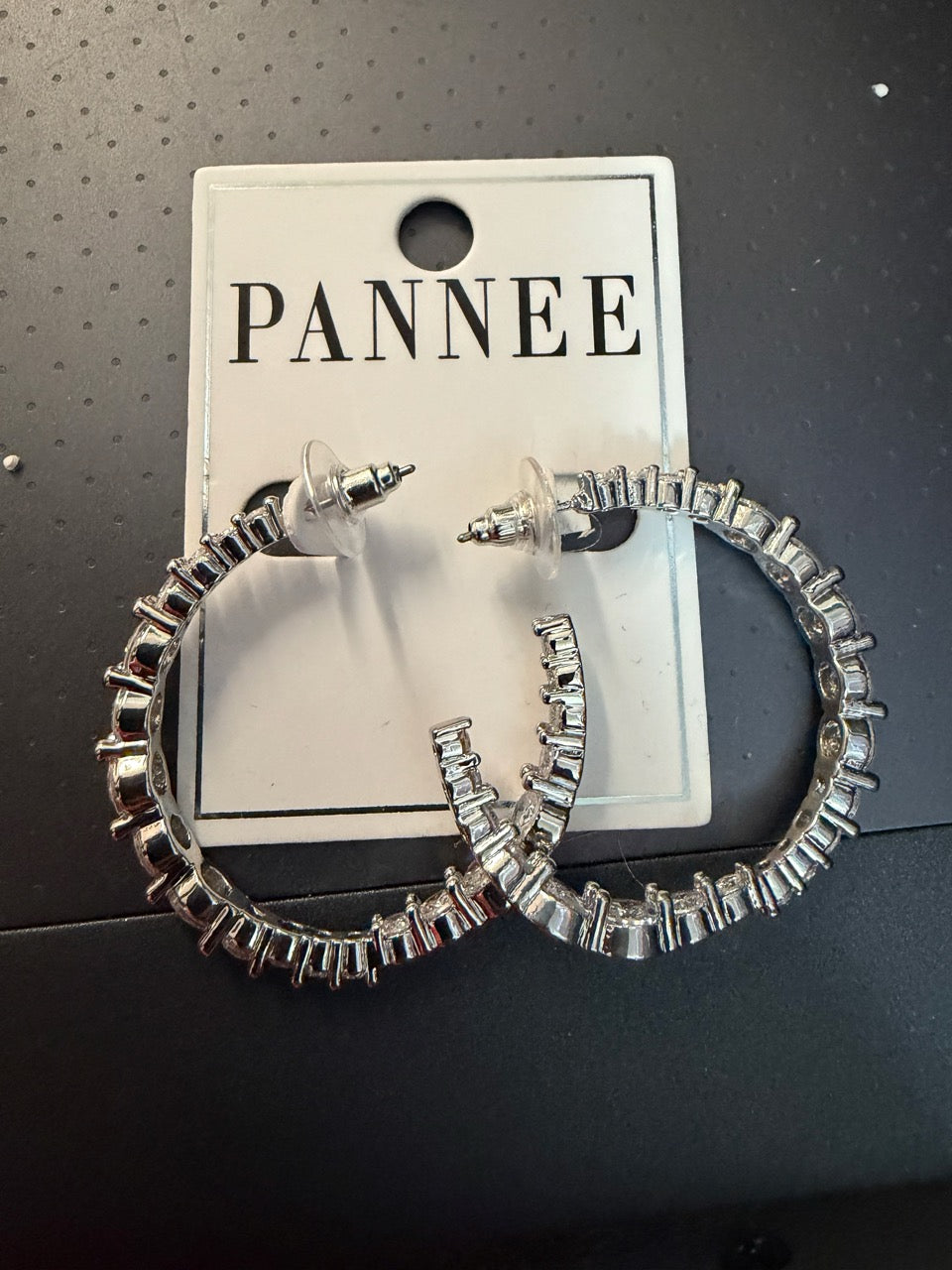 Large open hoop faux diamong earrings