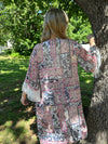Southern Grace floral kimono with 3/4 length fringe lace sleeves Kimono Southern Grace   