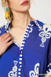 No lining abstract print oversized button down top