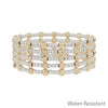 Water Resistant Silver 3mm Beaded Set of 5 Stretch Bracelets with Gold Accent Bead