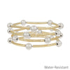 RESTOCKED Water Resistant Set of 4 Gold Piping and Stretch Bracelets