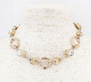 Gold and Silver Two Tone Textured Necklace with Clear Stone 16"-18" Necklace