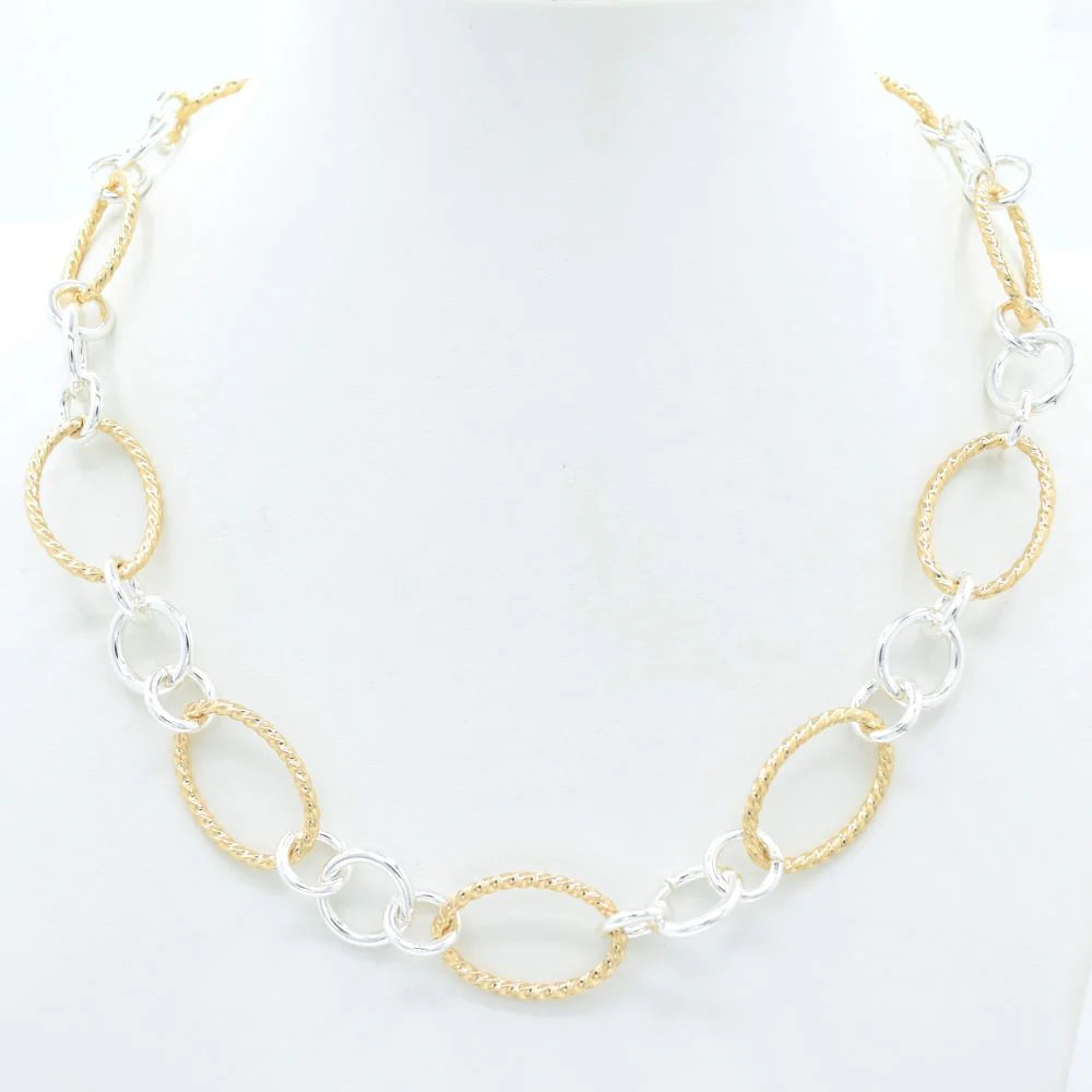 Gold and Silver Multi Link 16"-18" Necklace