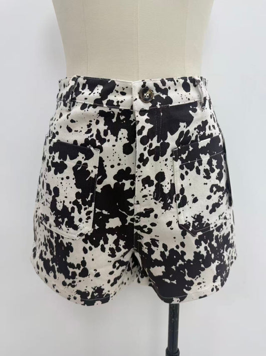 Cow print shorts