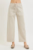 Elastic band slouchy cropped baggy jeans with patch pockets