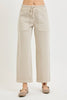 Elastic band slouchy cropped baggy jeans with patch pockets