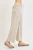 Elastic band slouchy cropped baggy jeans with patch pockets