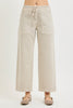 Elastic band slouchy cropped baggy jeans with patch pockets