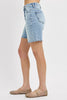 Risen tummy control high rise mid length raw cut hem shorts