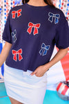 Jess Lea red, white, and bowtiful Luxe top