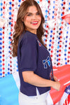 Jess Lea red, white, and bowtiful Luxe top