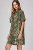 Short sleeve woven embroidered collared button down mini dress with pockets