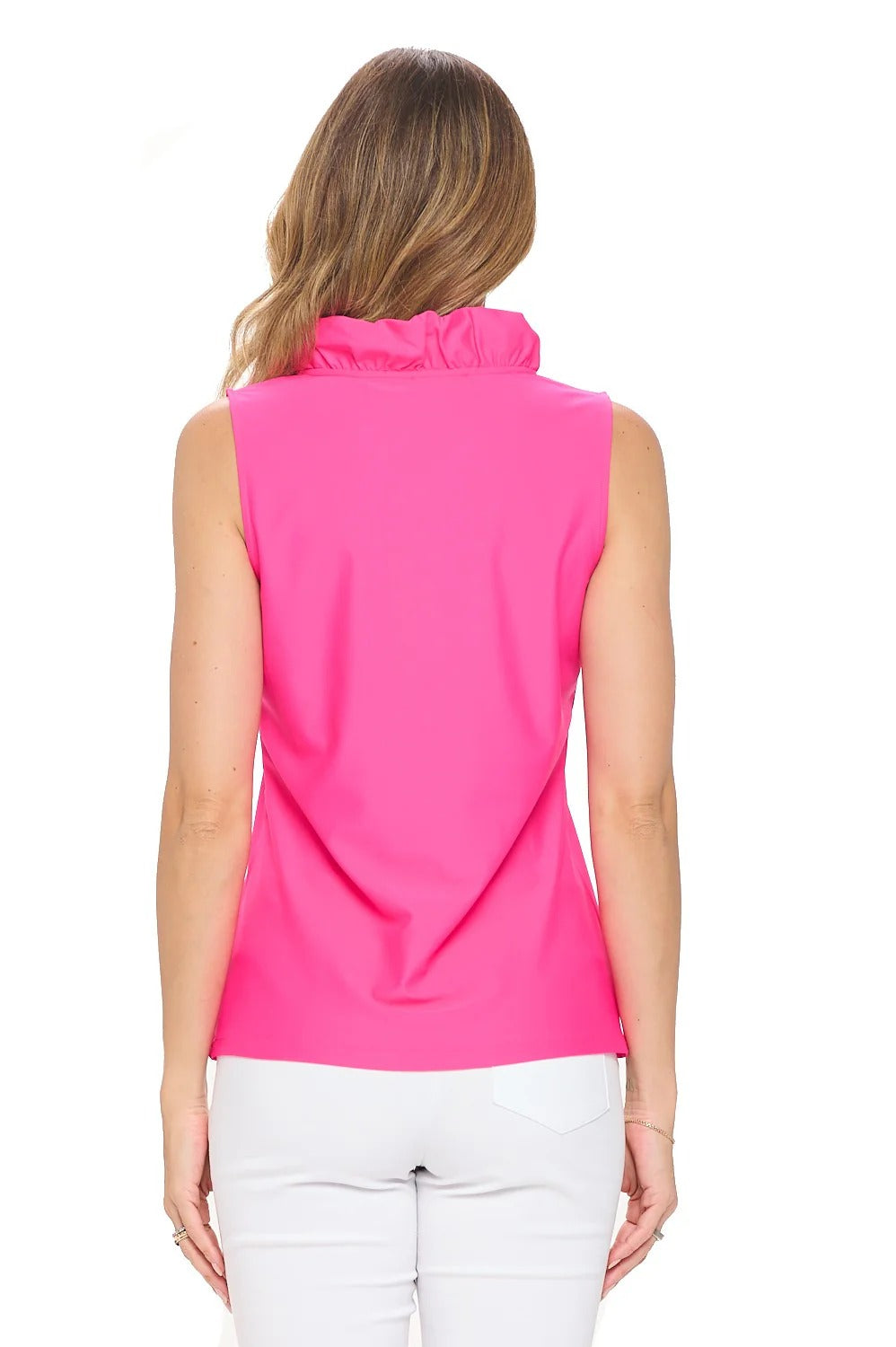 Evelyn ruffle neckline sleeveless top