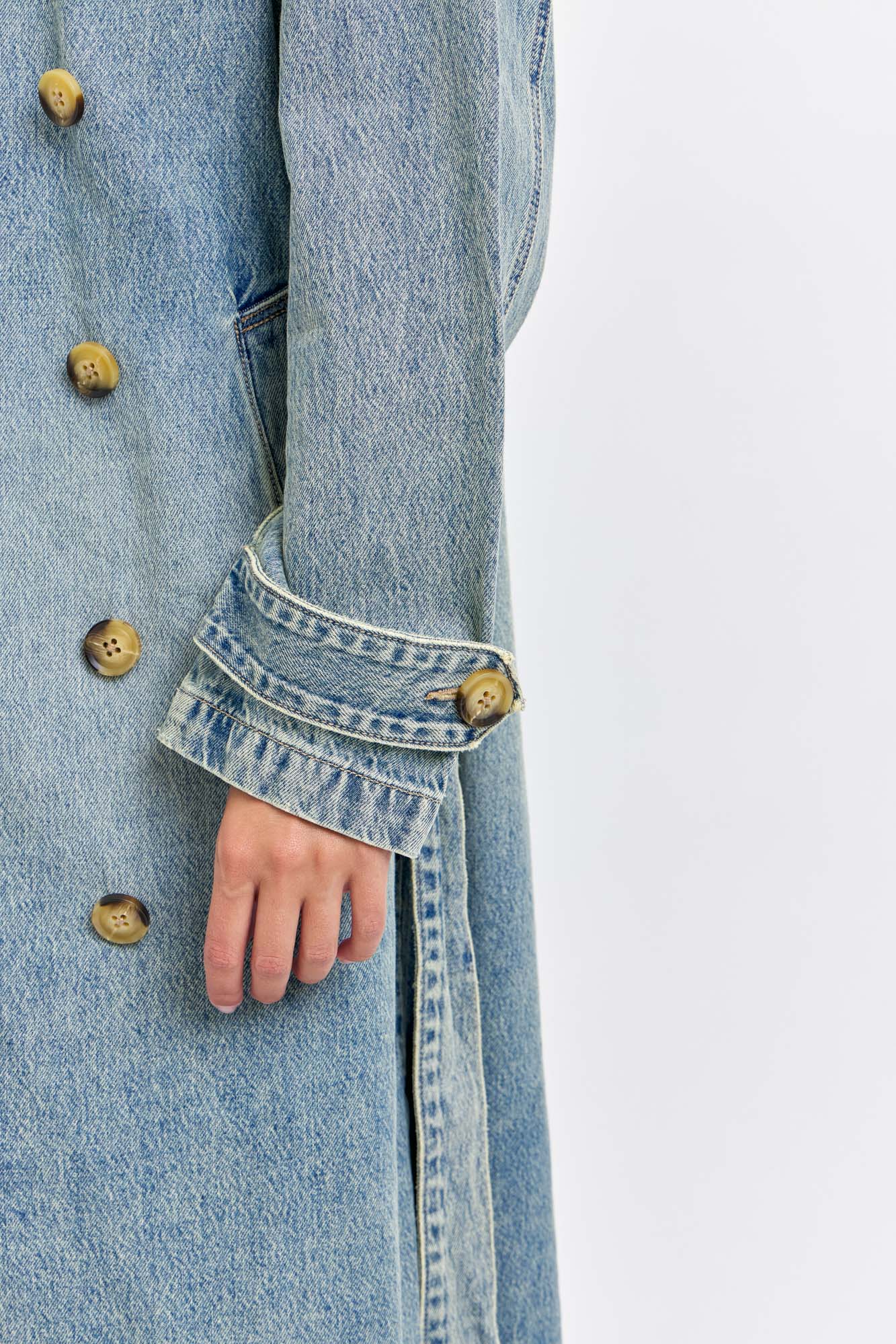 Oversized denim trench jacket / coat / duster