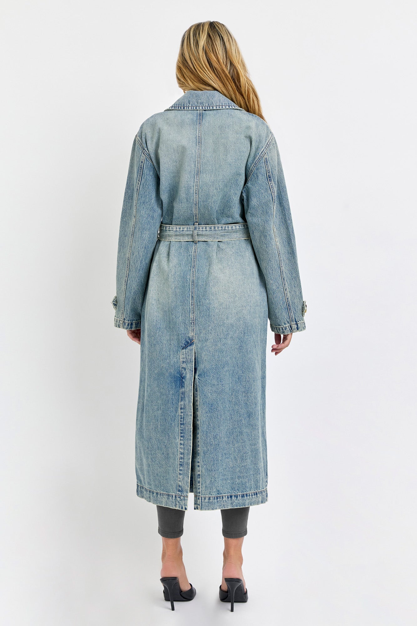 Oversized denim trench jacket / coat / duster