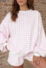 Plaid Baggy Pullover & Drawstring Casual Shorts 2-Piece Outfit