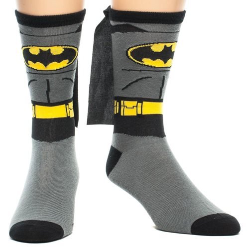 Batman Socks with Cape - DC Comics Batman Suit Up Crew Sock Gifts Ivy and Pearl Boutique   
