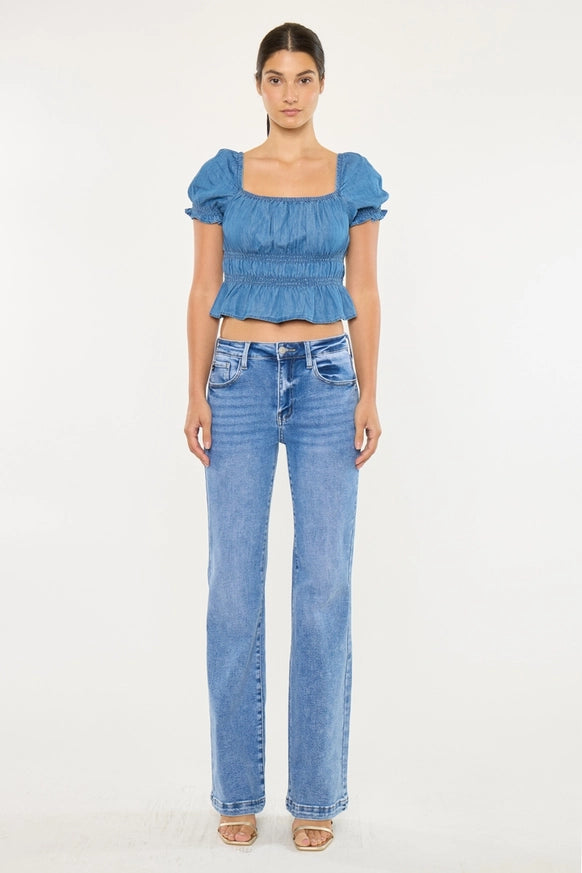 Kan Can high rise wide leg flare jeans