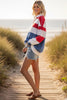4TH of July Americana Multi Color Long Sleeve T-Shirt with Collar