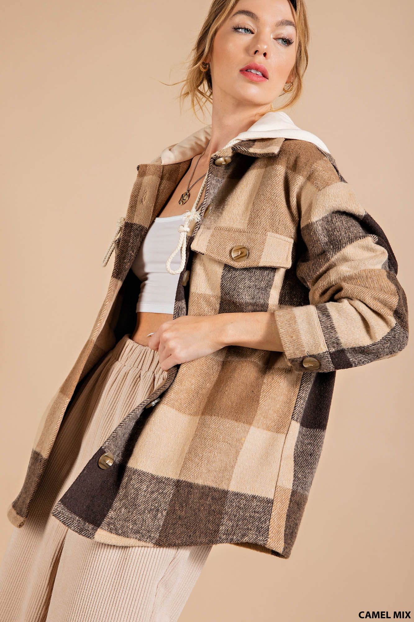 Hooded Plaid shirt jacket (shacket) RESTOCKED! NEW COLOR!  Ivy and Pearl Boutique   
